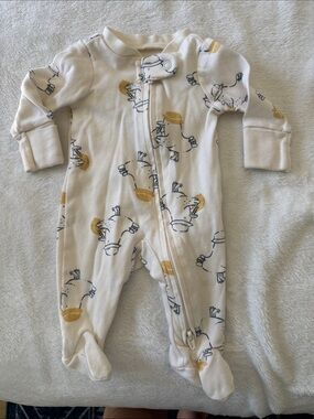 Carter's PREMIE Cream Footed One-Piece with Yellow Duck Accents